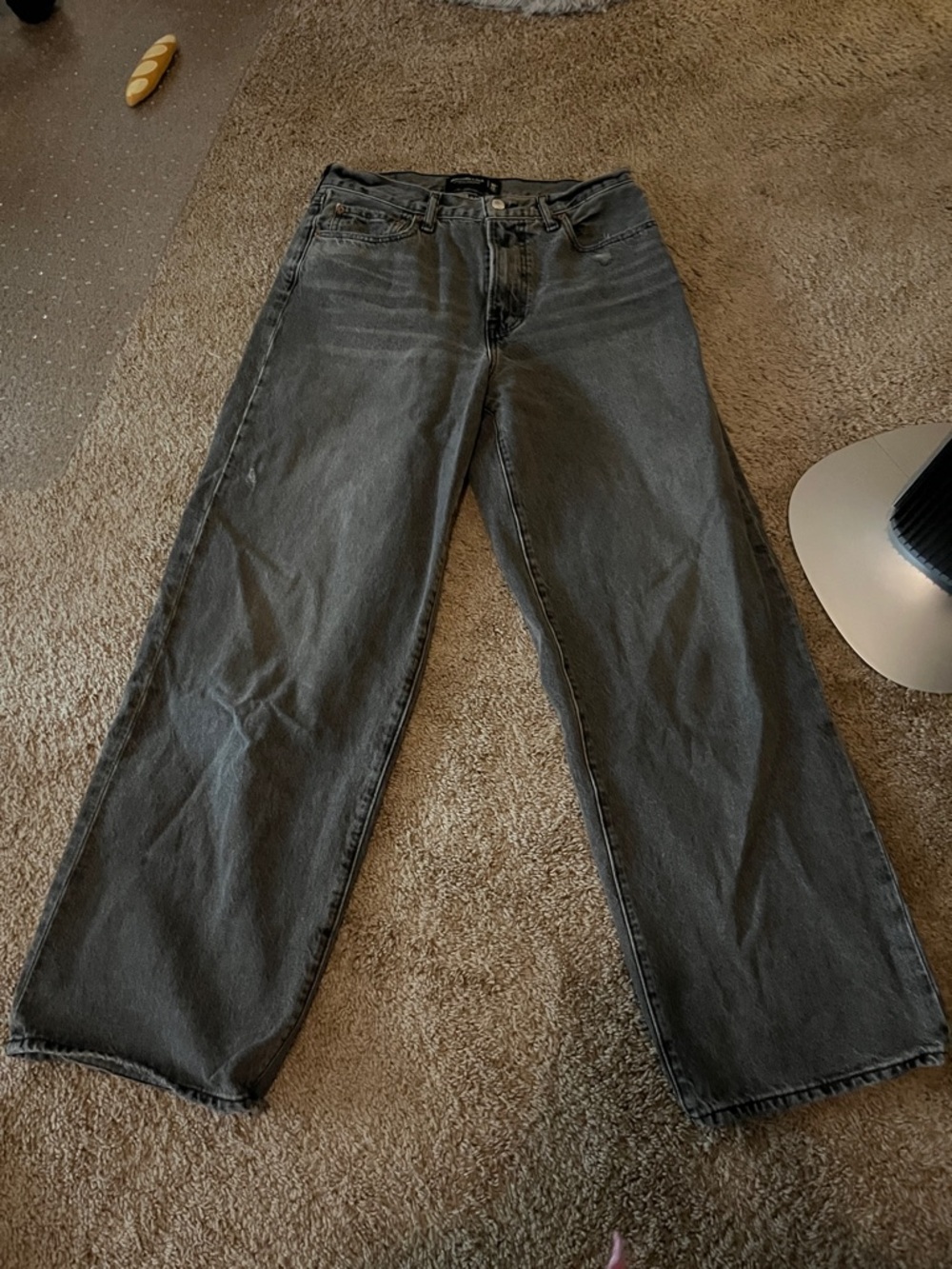 Abercrombie & Fitch Wide Leg Jeans in Charcoal Gray